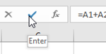The tick (Enter) button on the formula bar